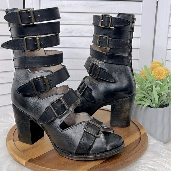FREEBIRD l Bond Ankle Straps Open Toe Sandal Leather Boot Cowgirl Bohemian Sz. 9 - Picture 4 of 13